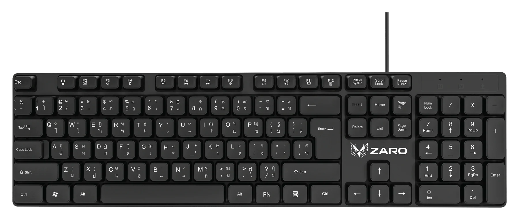 ZARO ZK101 คีย์บอร์ดมีสาย สีดำ